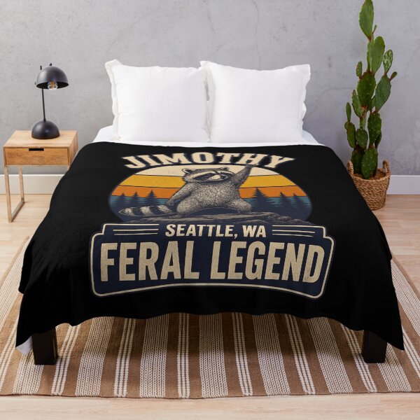 Item preview, Jimothy Seattle WA Feral Legend Raccoon Retro Sunset designed and sold by felixpalette.