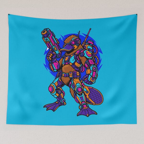 Item preview, Cyberpunk Cyborg Platypus Sci Fi Mech Warrior designed and sold by KungPowUnicorn.
