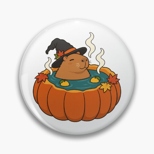 Item preview, Cozy Capybara Witch in a Pumpkin Hot Spring designed and sold by Thanat Pattern Studio.