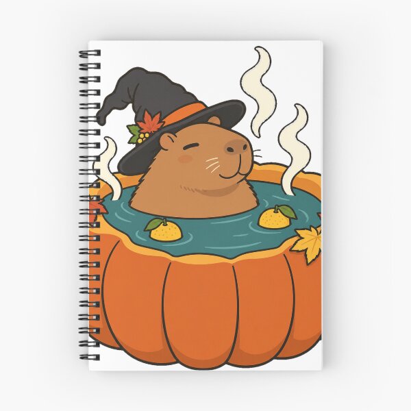 Item preview, Cozy Capybara Witch in a Pumpkin Hot Spring designed and sold by Thanat Pattern Studio.