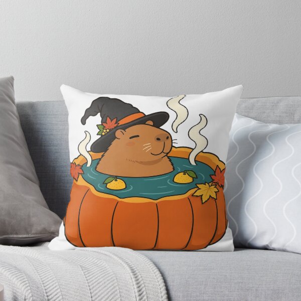 Item preview, Cozy Capybara Witch in a Pumpkin Hot Spring designed and sold by Thanat Pattern Studio.