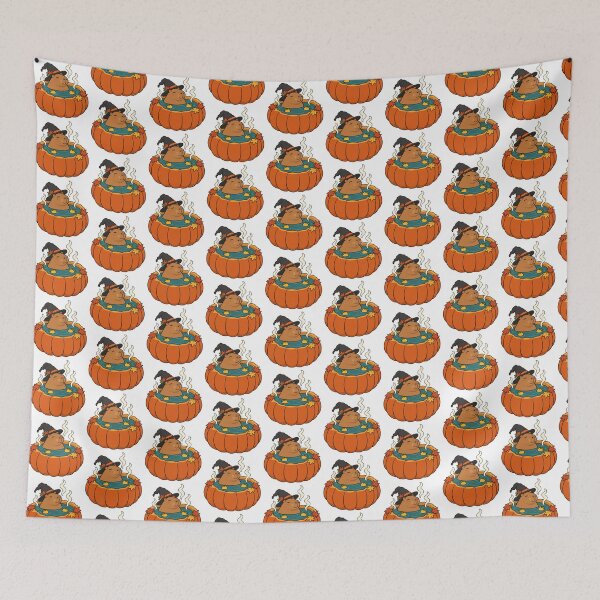 Item preview, Cozy Capybara Witch in a Pumpkin Hot Spring designed and sold by Thanat Pattern Studio.