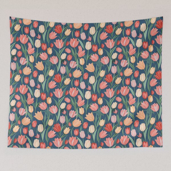 Item preview, Colorful Tulip Garden Navy Pattern designed and sold by Zaya_art.