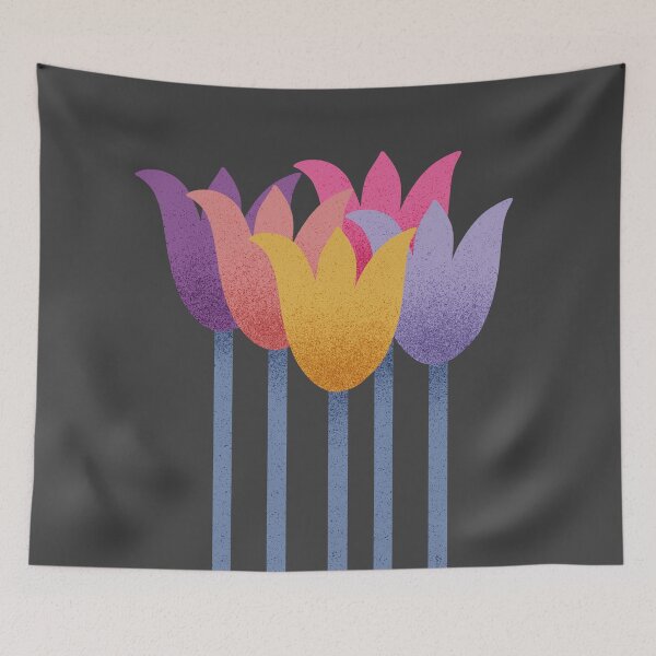 Item preview, Flower Market - Colorful Abstract Tulips on Black designed and sold by DuckyRubin.