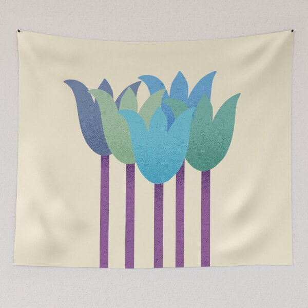 Item preview, Flower Market - Purple and Teal Abstract Tulips on Cream designed and sold by DuckyRubin.