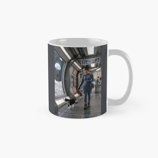 Item preview, Woman walking cat in moonbase designed and sold by WiseBow.