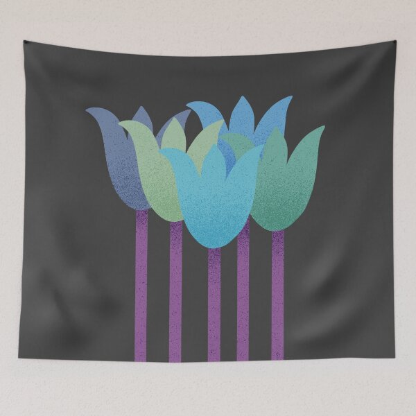 Item preview, Flower Market - Purple and Teal Abstract Tulips on Black designed and sold by DuckyRubin.