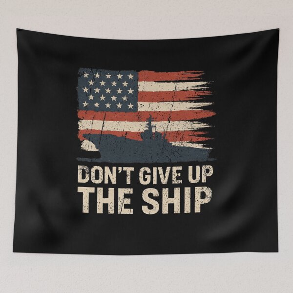 Item preview, Don't Give Up The Ship Vintage American Flag Aircraft Carrier designed and sold by SmithOscarShop.