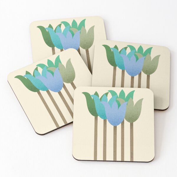 Item preview, Flower Market - Blue and Green Abstract Tulips on Cream designed and sold by DuckyRubin.