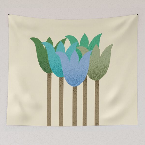 Item preview, Flower Market - Blue and Green Abstract Tulips on Cream designed and sold by DuckyRubin.