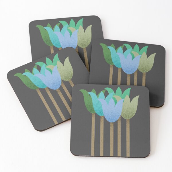 Item preview, Flower Market - Blue and Green Abstract Tulips on Black designed and sold by DuckyRubin.
