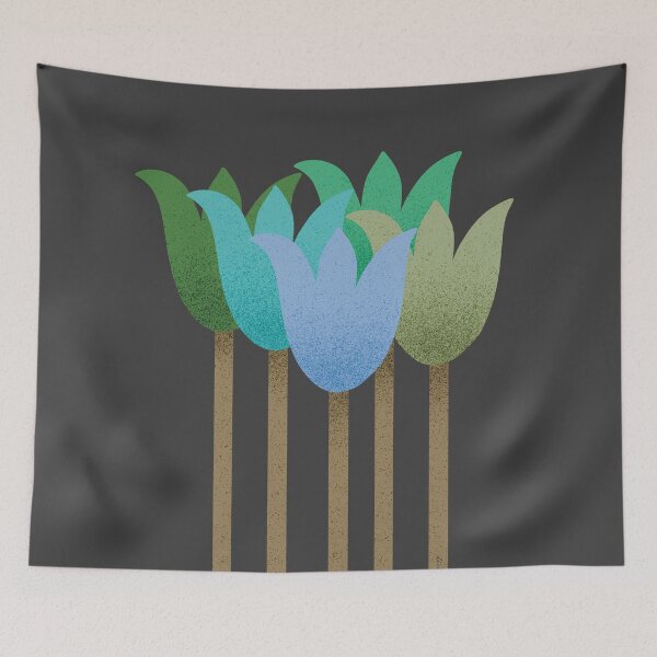 Item preview, Flower Market - Blue and Green Abstract Tulips on Black designed and sold by DuckyRubin.