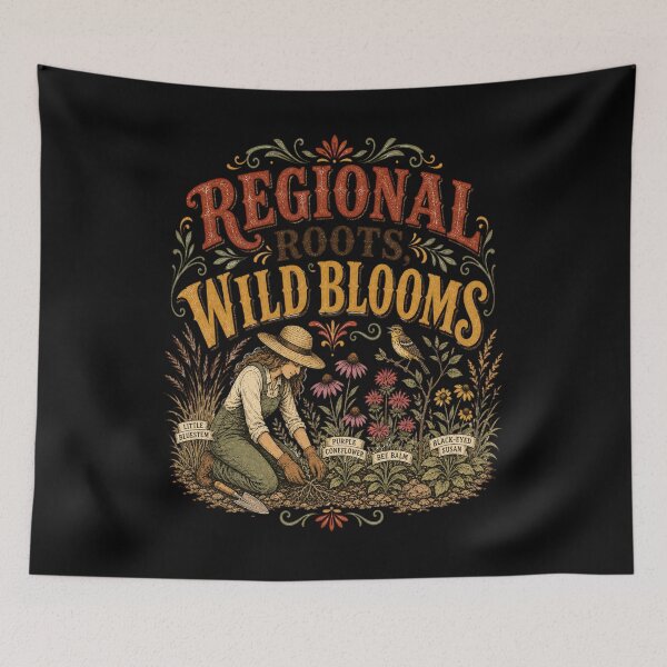Item preview, regional roots, wild blooms - Native Plant Gardening – Wildflower Habitat Gardener Design designed and sold by JansenGS.