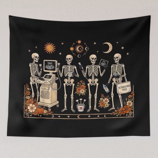 Item preview, Wildflower Skeleton Sonographer Ultrasound Tech Halloween designed and sold by Altenpendinton.