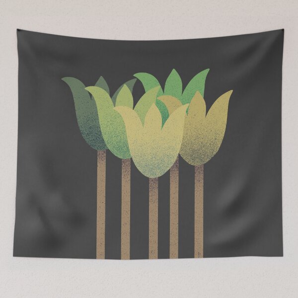Item preview, Flower Market - Green Abstract Tulips on Black designed and sold by DuckyRubin.