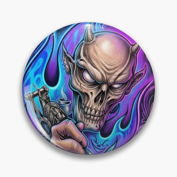 Item preview, Demonic Skull with Tattoo Machine designed and sold by kiwiartyfarty.