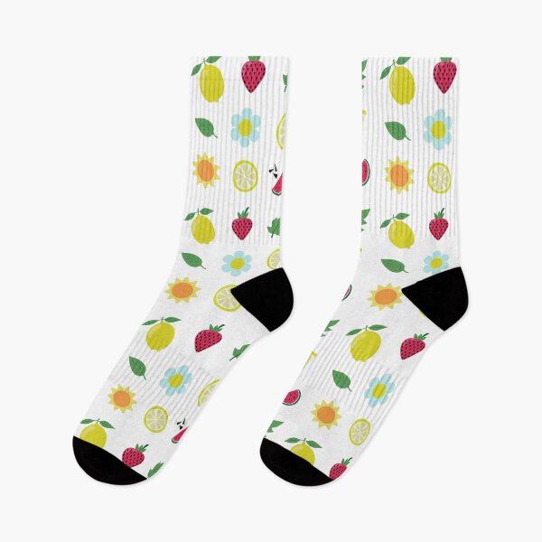 Item preview, Cute Summer Fruits Lemon Strawberry Watermelon Sun Vector Sticker Pack designed and sold by ElenMart.