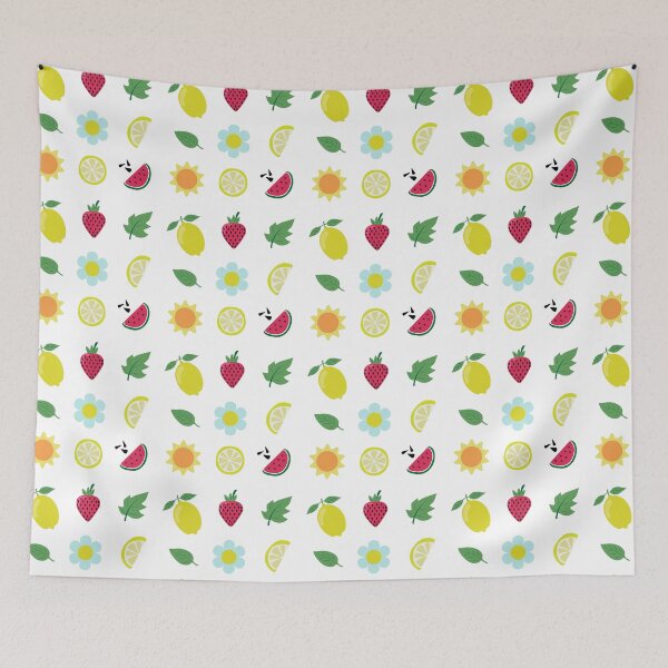 Item preview, Cute Summer Fruits Lemon Strawberry Watermelon Sun Vector Sticker Pack designed and sold by ElenMart.