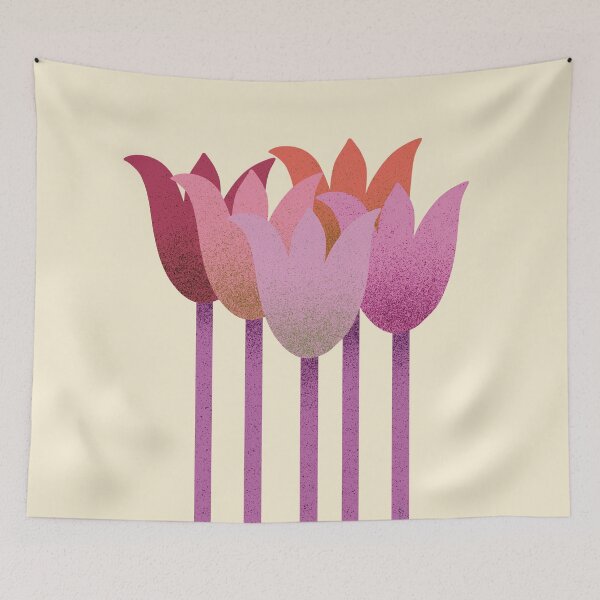 Item preview, Flower Market - Pink Abstract Tulips on Cream designed and sold by DuckyRubin.