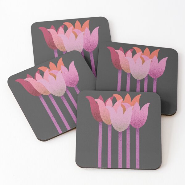 Item preview, Flower Market - Pink Abstract Tulips on Black designed and sold by DuckyRubin.