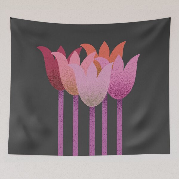 Item preview, Flower Market - Pink Abstract Tulips on Black designed and sold by DuckyRubin.