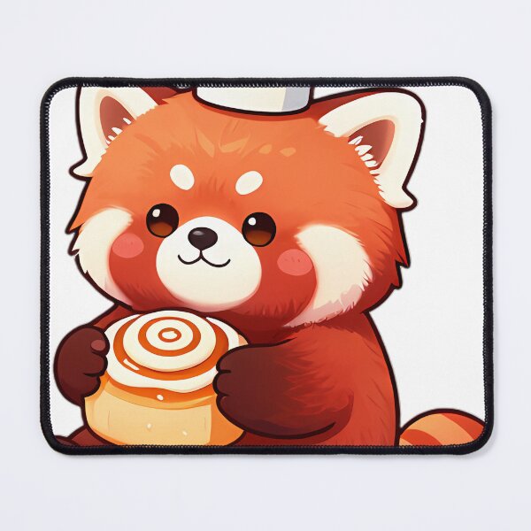 Item preview, Cute Red Panda Baker with Glazed Cinnamon Roll designed and sold by pumsquare.