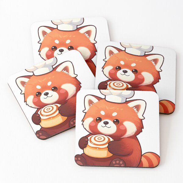 Item preview, Cute Red Panda Baker with Glazed Cinnamon Roll designed and sold by pumsquare.