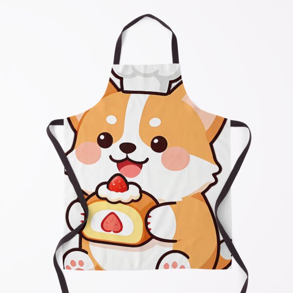 Item preview, Cute Corgi Pup Baker with Strawberry Cream Roll Cake designed and sold by pumsquare.