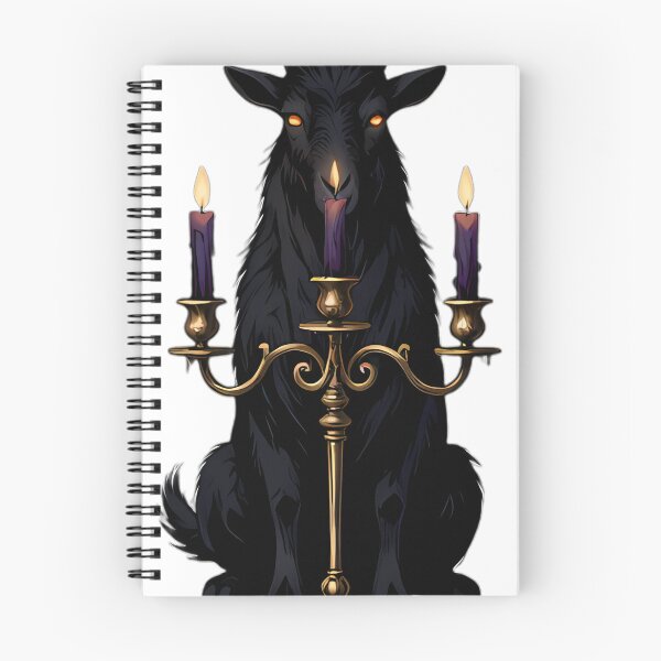 Item preview, Gothic Black Goat Occult Candelabra Guardian designed and sold by IllumeInk.