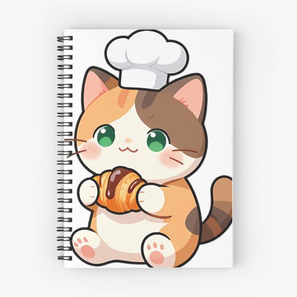 Item preview, Cute Calico Kitten Baker with Pain au Chocolat designed and sold by pumsquare.