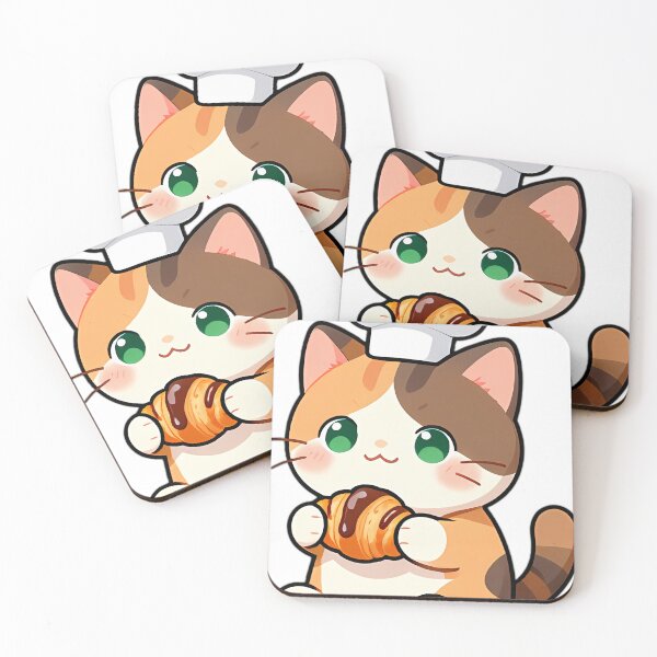 Item preview, Cute Calico Kitten Baker with Pain au Chocolat designed and sold by pumsquare.