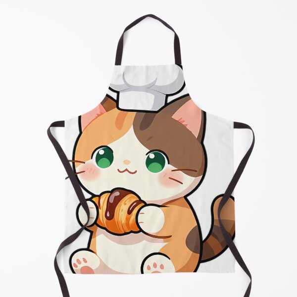 Item preview, Cute Calico Kitten Baker with Pain au Chocolat designed and sold by pumsquare.