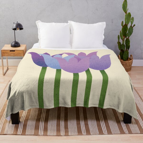 Item preview, Flower Market - Purple and Green Abstract Tulips on Cream designed and sold by DuckyRubin.
