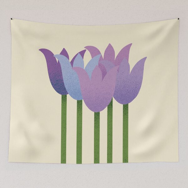 Item preview, Flower Market - Purple and Green Abstract Tulips on Cream designed and sold by DuckyRubin.