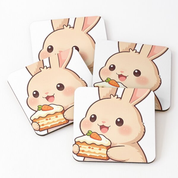 Item preview, Cute Fluffy Bunny Baker with Carrot Cake Slice designed and sold by pumsquare.