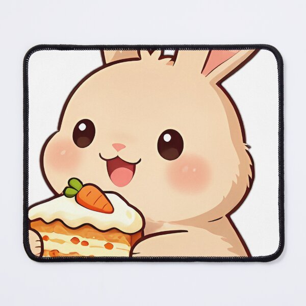 Item preview, Cute Fluffy Bunny Baker with Carrot Cake Slice designed and sold by pumsquare.