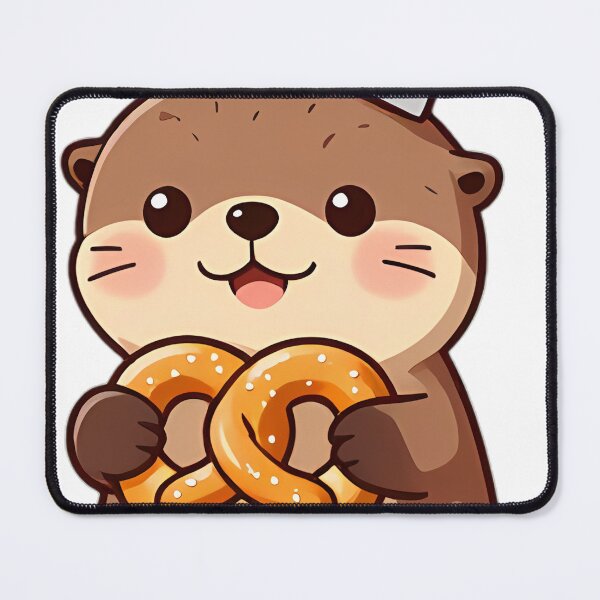Item preview, Cute Sea Otter Baker with Golden Pretzel designed and sold by pumsquare.