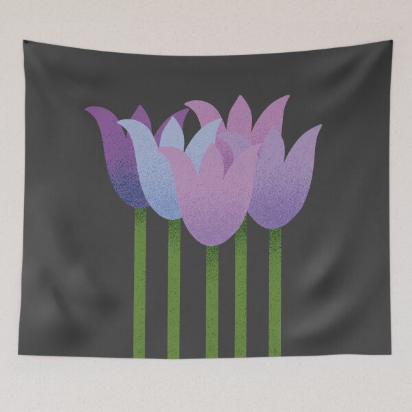 Item preview, Flower Market - Purple and Green Abstract Tulips on Black designed and sold by DuckyRubin.