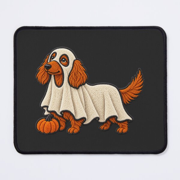 Item preview, Spooky Ghost Dachshund with Pumpkin – Faux Chenille Halloween Dog designed and sold by Jaani-T.