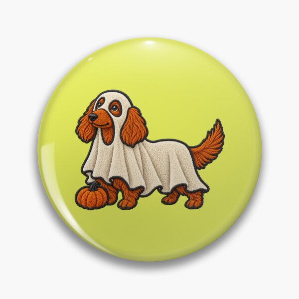Item preview, Spooky Ghost Dachshund with Pumpkin – Faux Chenille Halloween Dog designed and sold by Jaani-T.