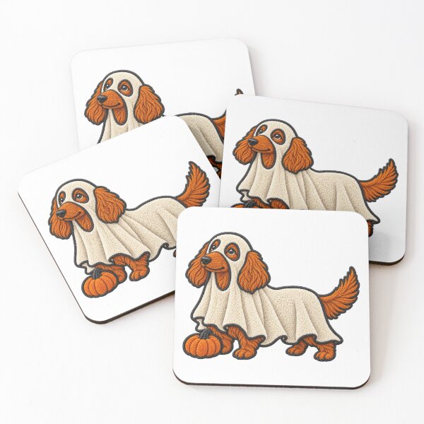 Item preview, Spooky Ghost Dachshund with Pumpkin – Faux Chenille Halloween Dog designed and sold by Jaani-T.