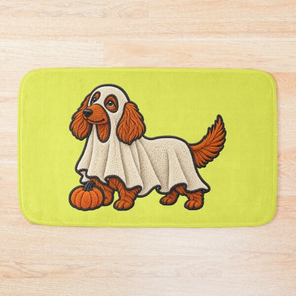Item preview, Spooky Ghost Dachshund with Pumpkin – Faux Chenille Halloween Dog designed and sold by Jaani-T.