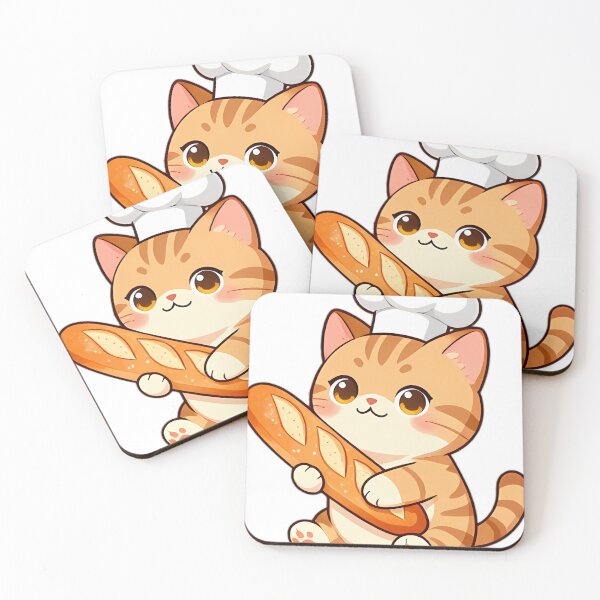 Item preview, Cute Tabby Kitten Baker with Golden Baguette designed and sold by pumsquare.