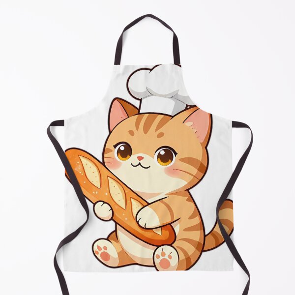 Aperçu de l'œuvre Adorable chaton tigré boulanger avec baguette dorée créée et vendue par pumsquare.