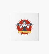 Woman holds Barbell Fitness Emblem Art Board
