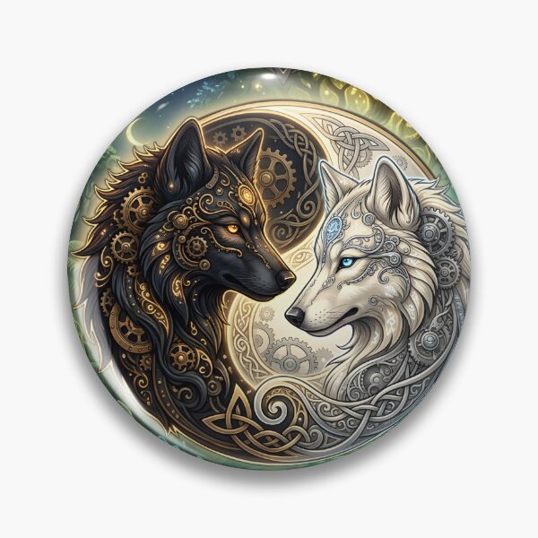 Item preview, Celtic Yin Yang Wolves – Steampunk Harmony designed and sold by nicky2342.
