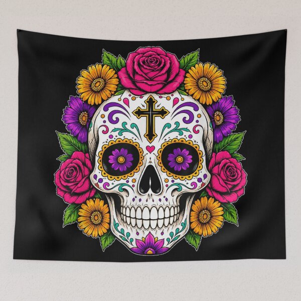 Item preview, Sugar Skull Floral Flowers Mexican Halloween Graphic designed and sold by Altenpendinton.