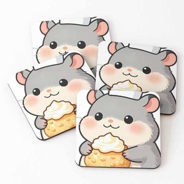 Item preview, Cute Dwarf Hamster Baker with Vanilla Cream Puff designed and sold by pumsquare.