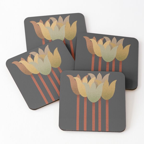 Item preview, Flower Market - Earth Tones Abstract Tulips on Black designed and sold by DuckyRubin.