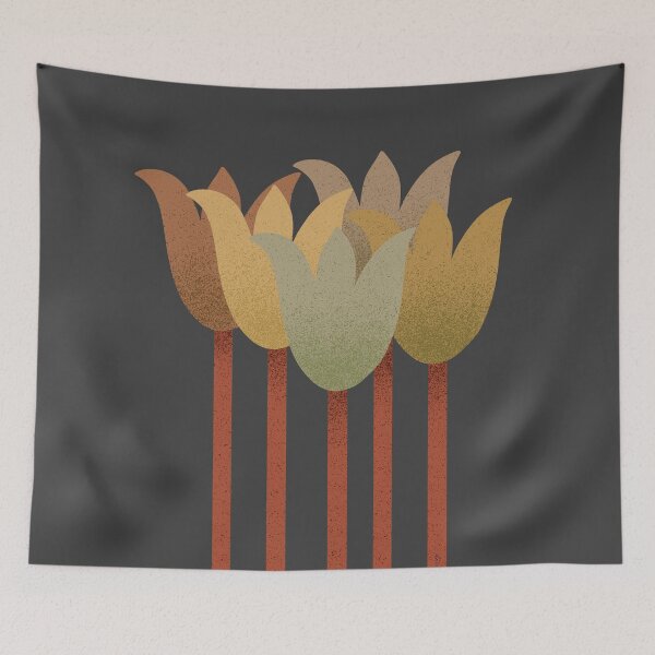 Item preview, Flower Market - Earth Tones Abstract Tulips on Black designed and sold by DuckyRubin.